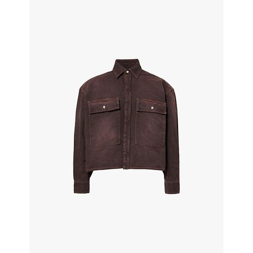Mens Sunfade Brown Flap Pocket Denim Shirt L