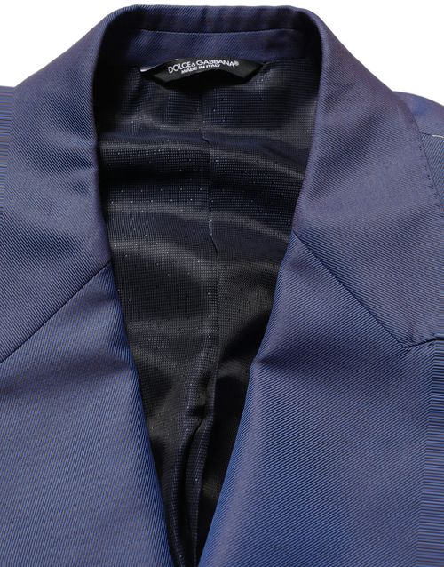 Virgin Wool Double-Breasted Blazer — Blue