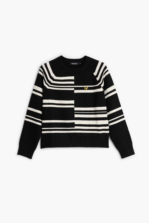 Asymmetric striped sweater