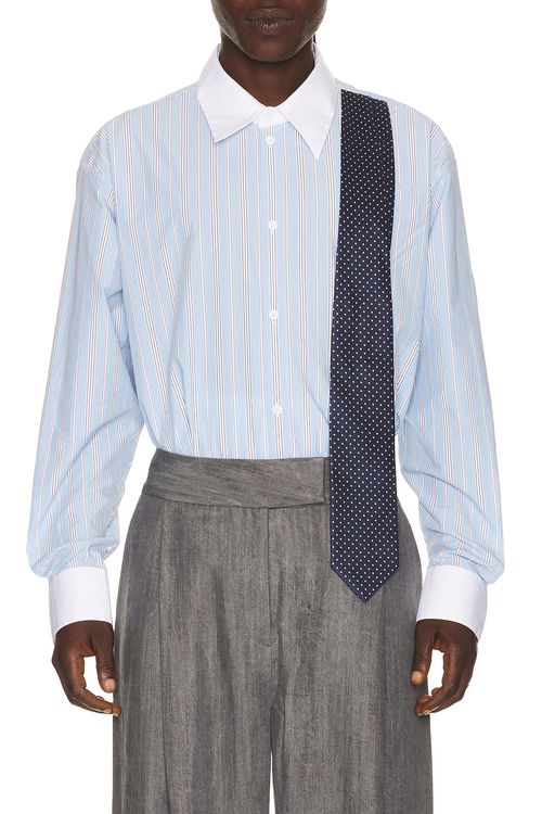 Charles Jeffrey LOVERBOY Late To Work Shirt in Blue Stripe - Blue. M also in XL/1X