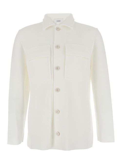 White Shirt With Classic Collar And Two Front Patch Pockets In Cotton Man