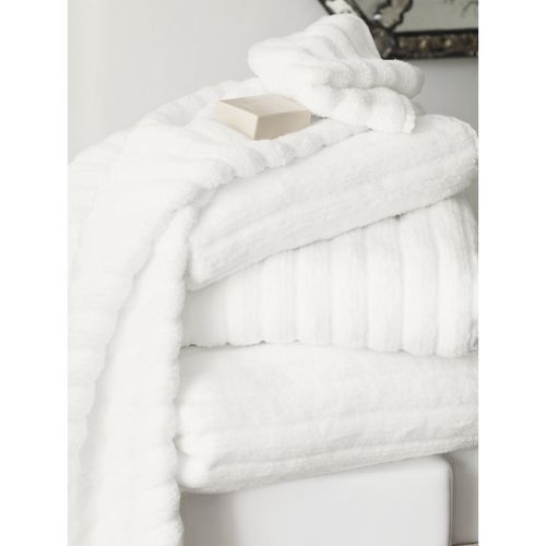 White Ribbed Hydrocotton Hand Towel Face Cloth