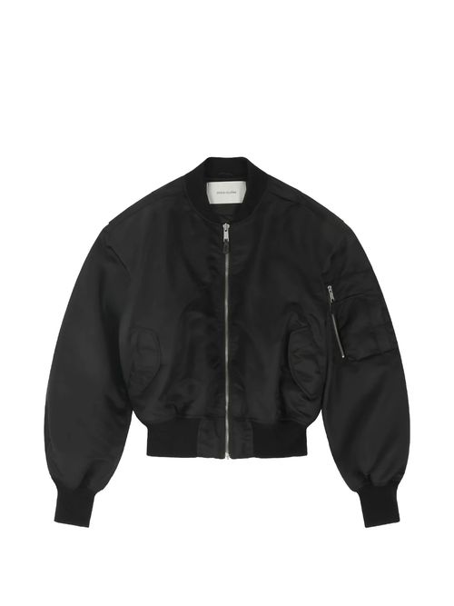 Unisex Cropped Quilted Nylon Jacket with Open-End Zipper and Flap Pockets