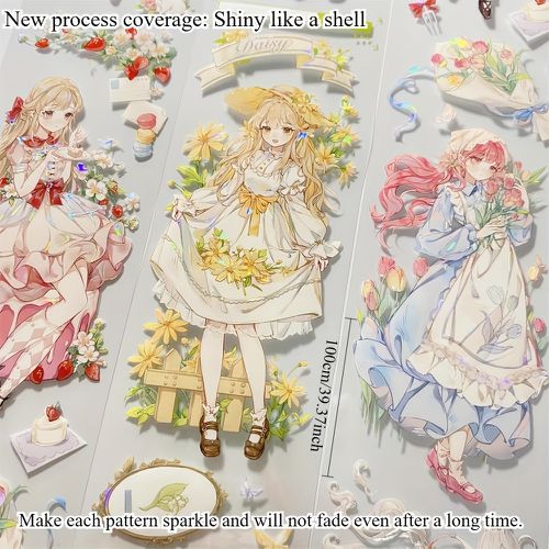 TEMU Edition High-quality Notebook Split Tape H5 Spring Picnic Party Menu Shell Light Pet Material Account Flow Sticker - 6cmx100c