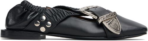 Black Cross Strap Ballerina Flats