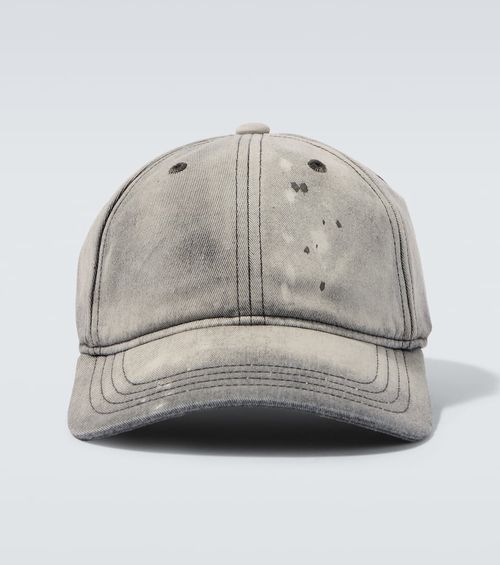 Distressed denim baseball cap