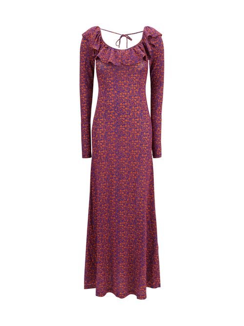 Floral-Printed Jersey Dress — Purple