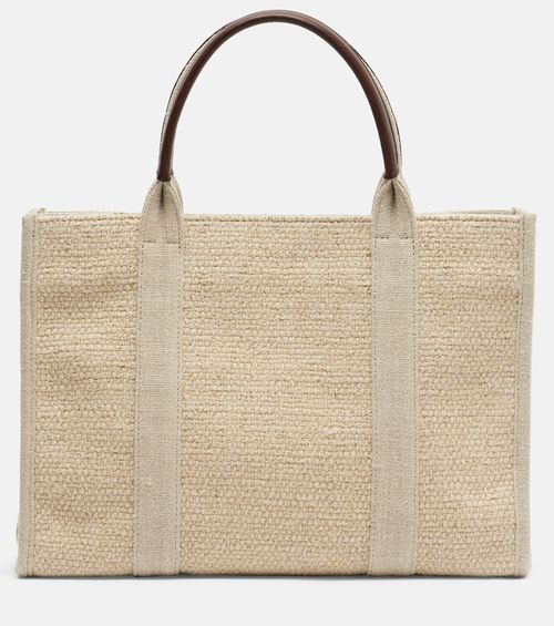 Georgia Medium leather-trimmed canvas tote bag
