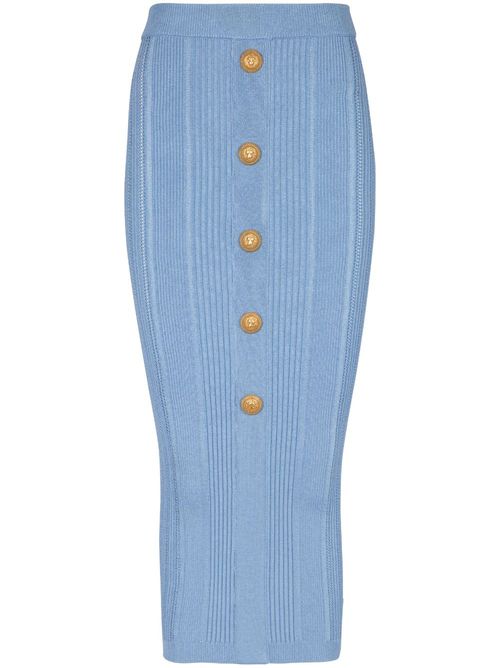 Ribbed-knit midi skirt - Blue
