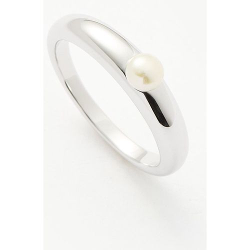 Button Pearl Classic Stacking Ring | Silver Plated/Pear