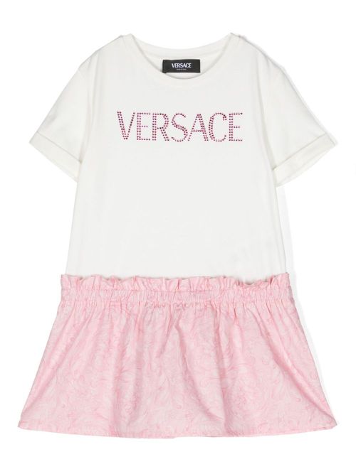 Barocco-print T-shirt dress - White