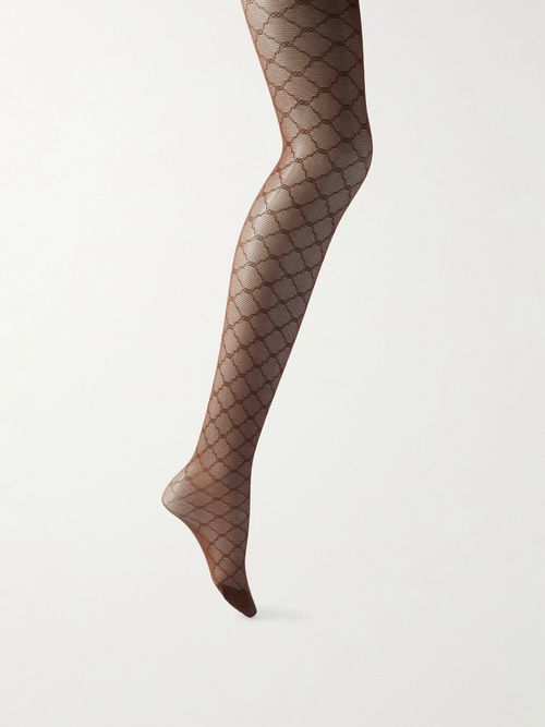Sheer 30 Denier Jacquard-knit Tights - Brown