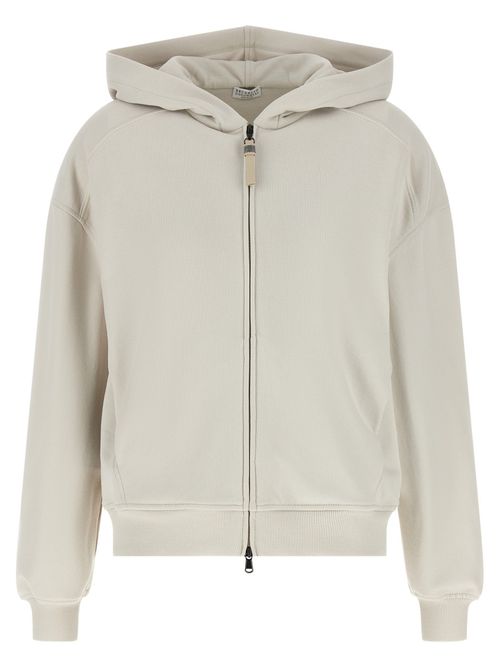 Off White Solid Hood Sweatshirt