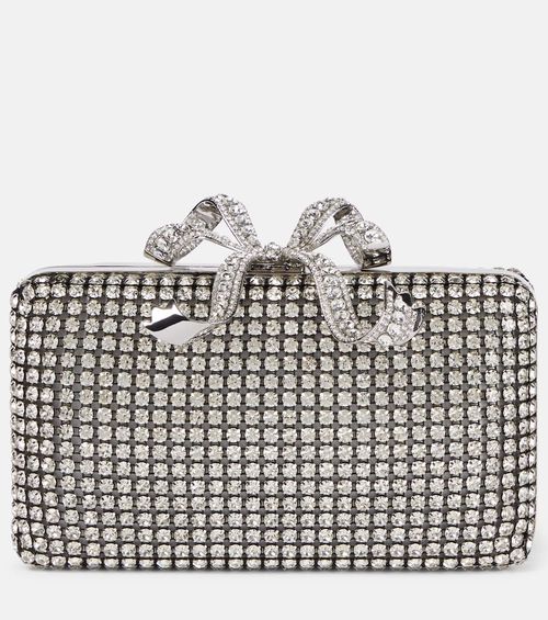 Self-Portrait Bow Small crystal-embellished clutch