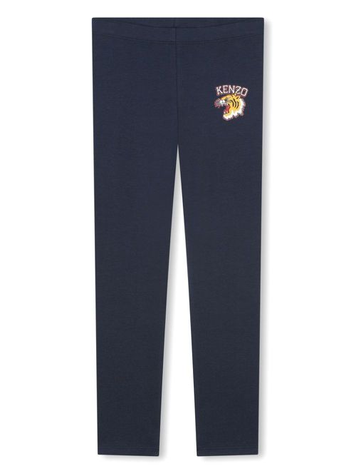 Logo-print organic cotton leggings - Blue
