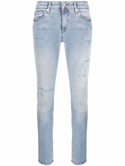 Distressed-effect skinny jeans - Blue