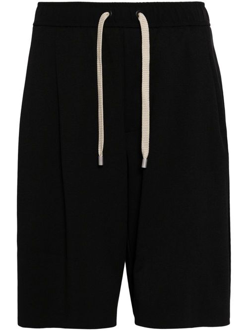 Pleat-detail drop-crotch shorts - Black