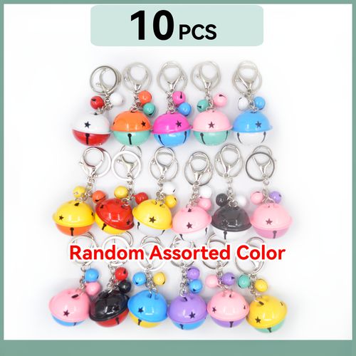 TEMU 10pcs Colorful Metal Bell Keychain Charms With Spring Lobster Clasp Hooks And Key Rings - Fun & Decorative Accessories For Bags, Cars, And Pet