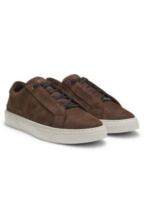BOSS Gary trainers in nubuck - Dark Brown Men's Sneaker