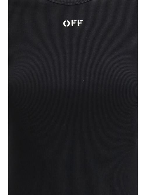 Embroidered Logo Rib Cotton T-Shirt — Black