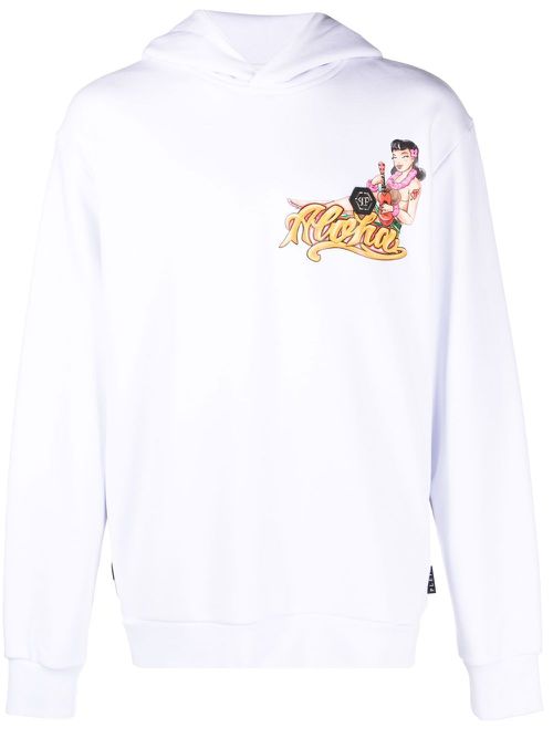 Hawaii-print hoodie - White