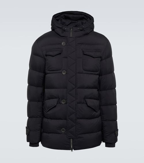 Hooded down-paneled jacket