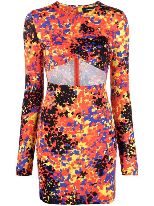 - Printed Cut-out Short Dress
