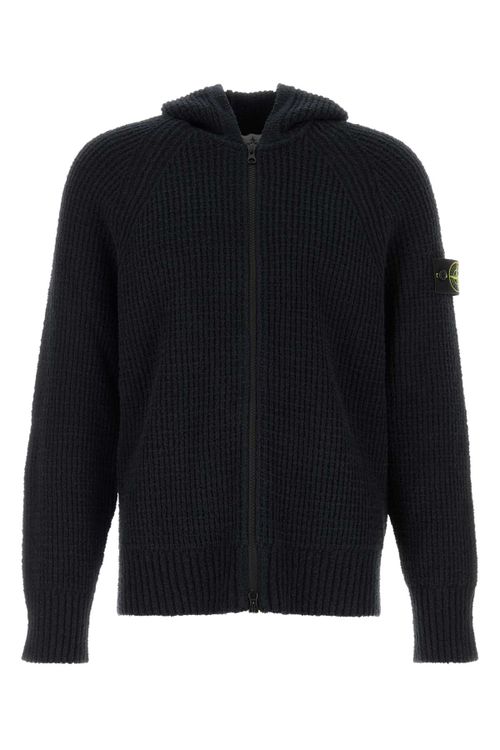Ribbed Cotton-Nylon Knit Hoodie — Black