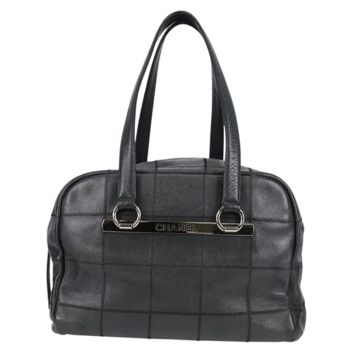 Chanel Chocolate Bar Black Leather Handbag Pre-Owned