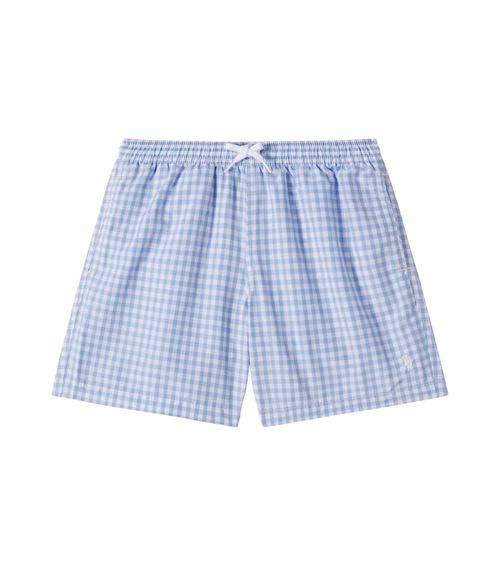 Traveler checked swim trunks