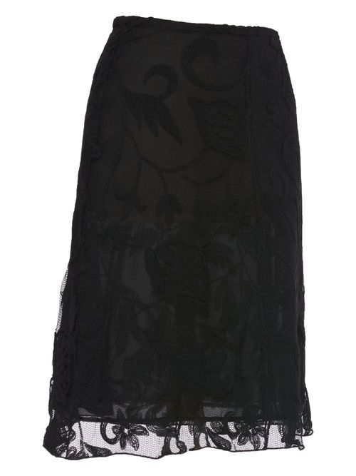 Floral-lace mini skirt - Black