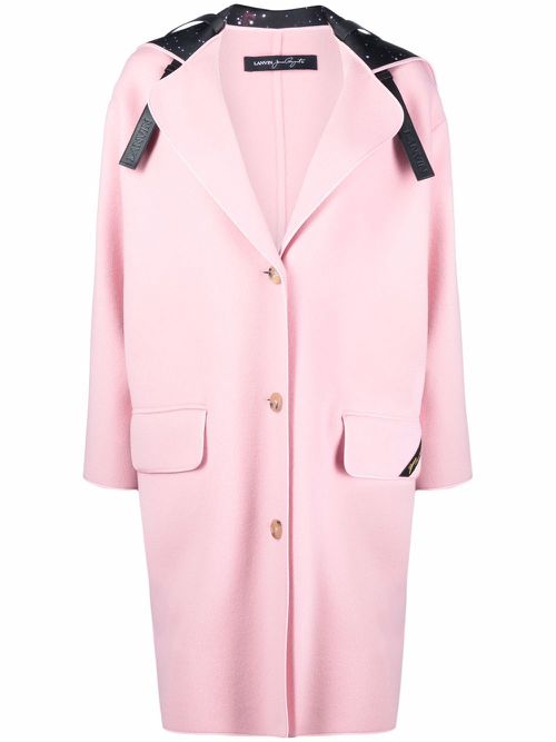 Hooded single-breasted coat - Pink