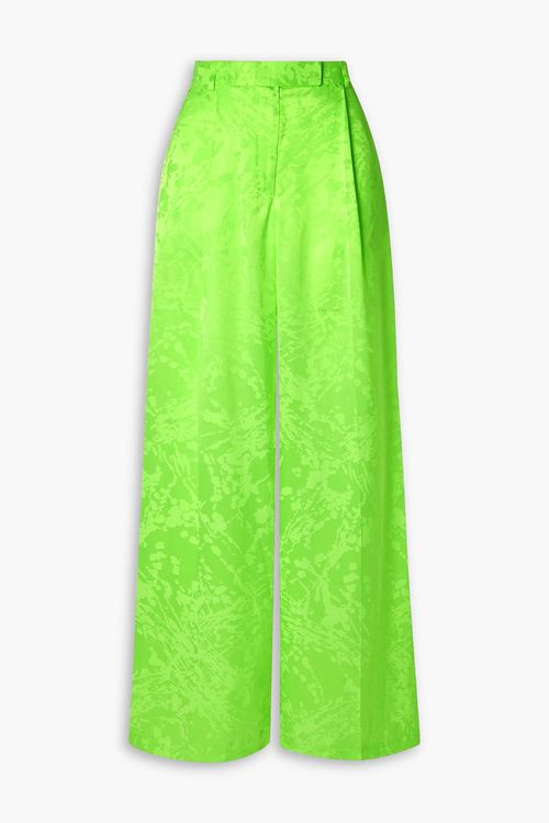 CHRISTOPHER JOHN ROGERS - Satin-jacquard wide-leg pants - Green - US 14
