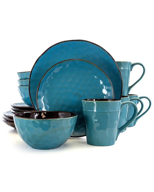 Sea Glass 16pc 3-Tier Stoneware Dinnerware Set