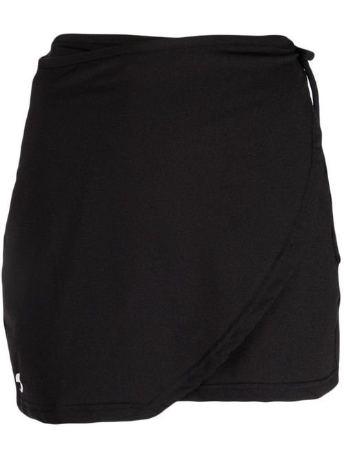 Wrap-design high-waisted miniskirt - Black