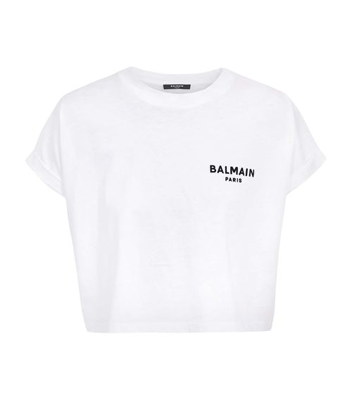 Cropped Flocked-Logo T-Shirt