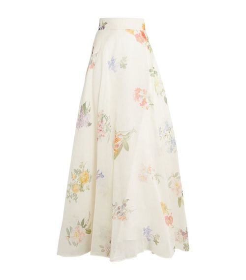 Linen-Silk Organza Natura Maxi Skirt