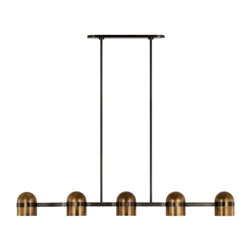 Octavia 5-Light LED Linear Chandelier in Blackened Bronze with Bright Worn Bra