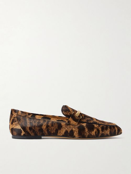 Embellished Leopard-print Calf Hair Loafers - Leopard print