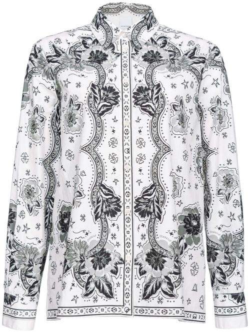 Floral-print cotton shirt - White
