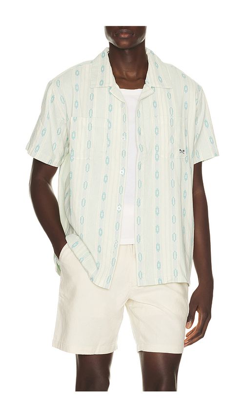 Dark Seas Breezy Shirt in Cream,Baby Blue. S. Also in M, L, XL/1X