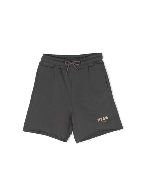 Distressed finish cotton shorts - Grey
