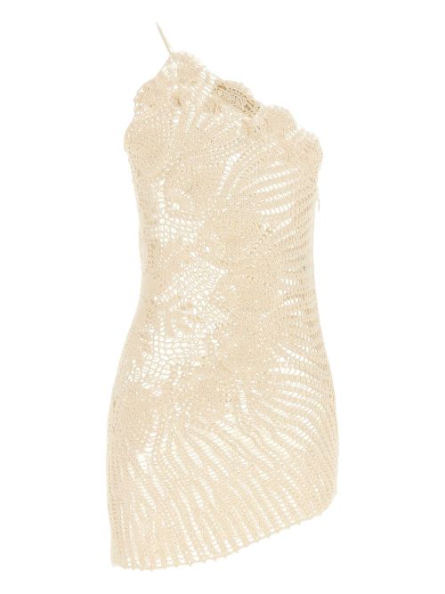 Crochet one-shoulder dress - Neutrals