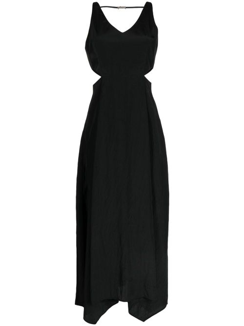Open-side V-neck dress - Black