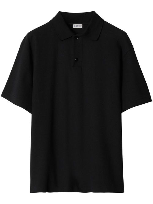 Piqué-weave cotton polo shirt - Black