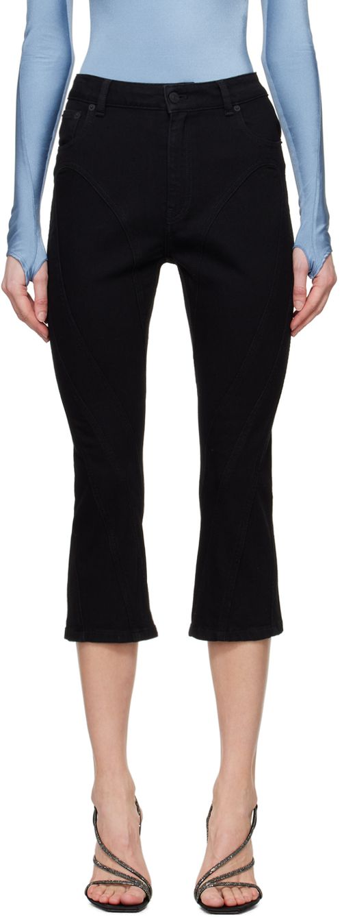 Mugler Black Spiral Crop Jeans