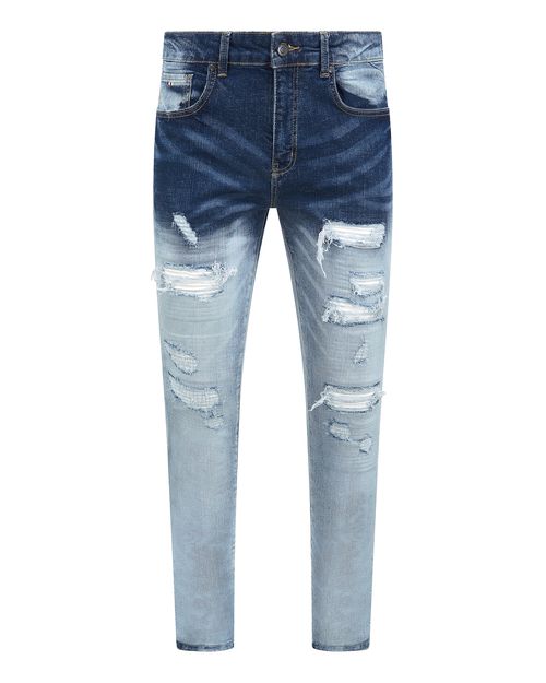 Magiri Cannes Gradient Faded Ripped Jeans in Blue - Blue