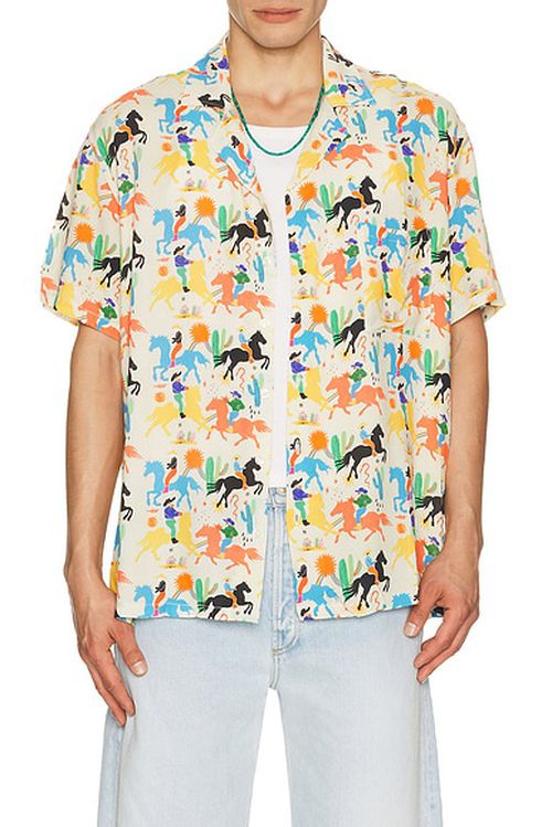 Arrels Barcelona Cowboy x Simmon Said Camp Collar Shirt in Eco White in Eco White Cowboy - White. XL/1X also in S