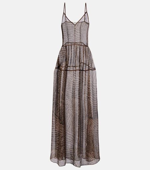 Printed semi-sheer silk maxi dress