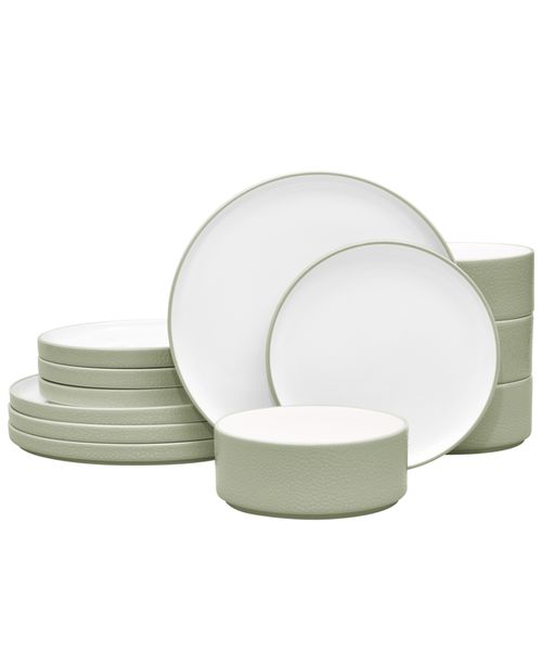 Colortex Stone 12-Piece Dinnerware Set, Service for 4 - Sage